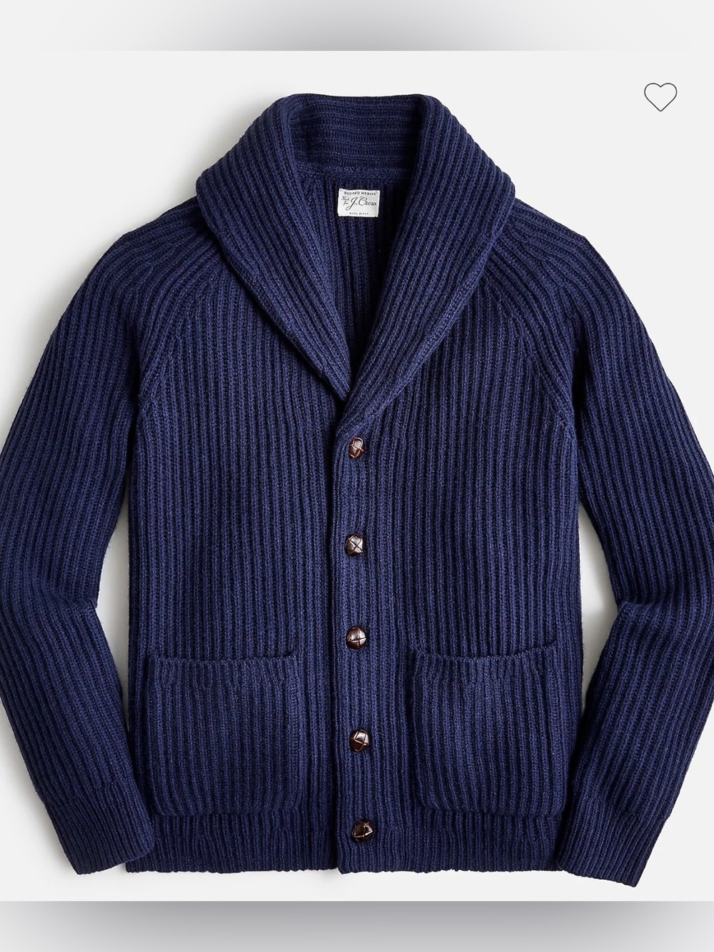 Jcrew Men's Navy Shawl Collar Ribbed Button Sweater